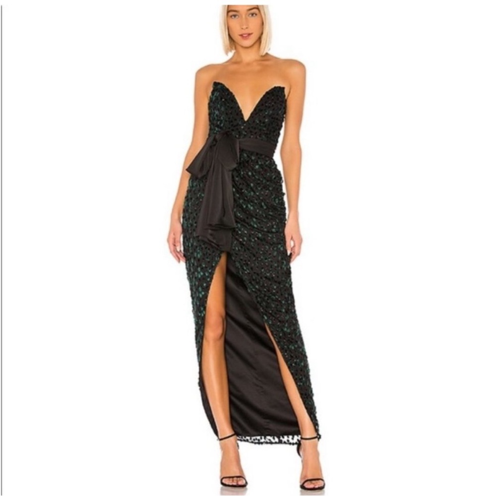 Elegant Black and Green Evening Gown